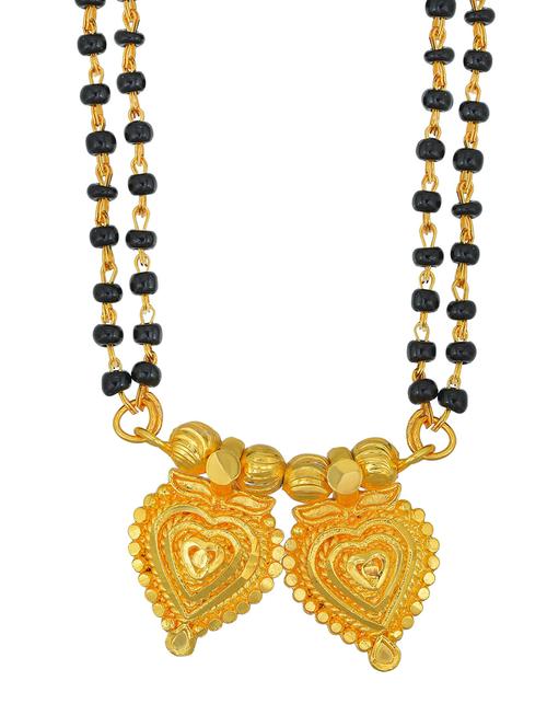 elegant black beaded mangalsutra with gold pendant - 21674499 - Standard Image - 0