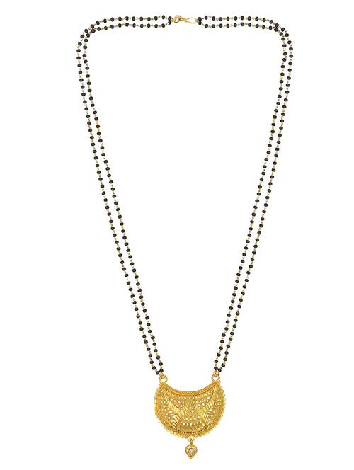 elegant black beaded mangalsutra with gold pendant - 21674500 - Standard Image - 0