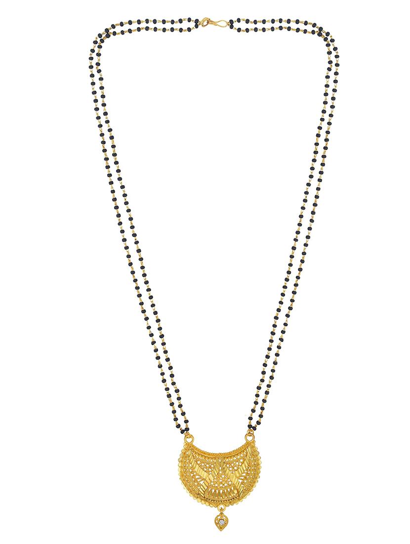elegant black beaded mangalsutra with gold pendant - 21674500 - Zoom Image - 0