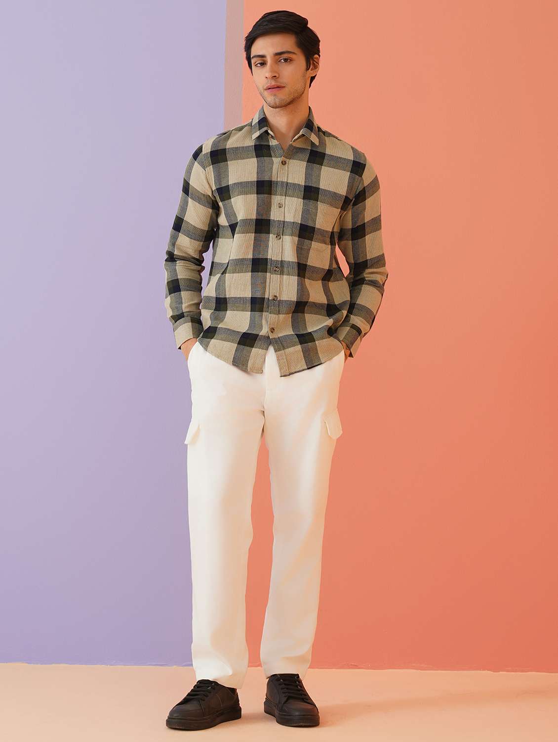 men checkered long sleeve regular fit casual shirt - 21674645 -  Standard Image - 5