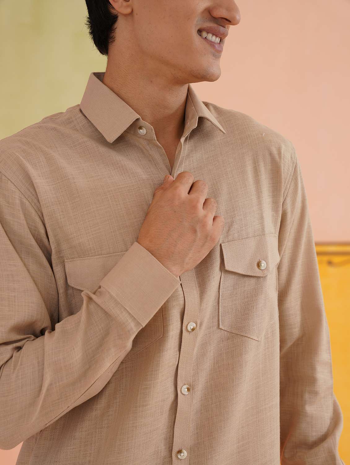 men solid long sleeve regular fit casual shirt - 21674646 -  Standard Image - 5