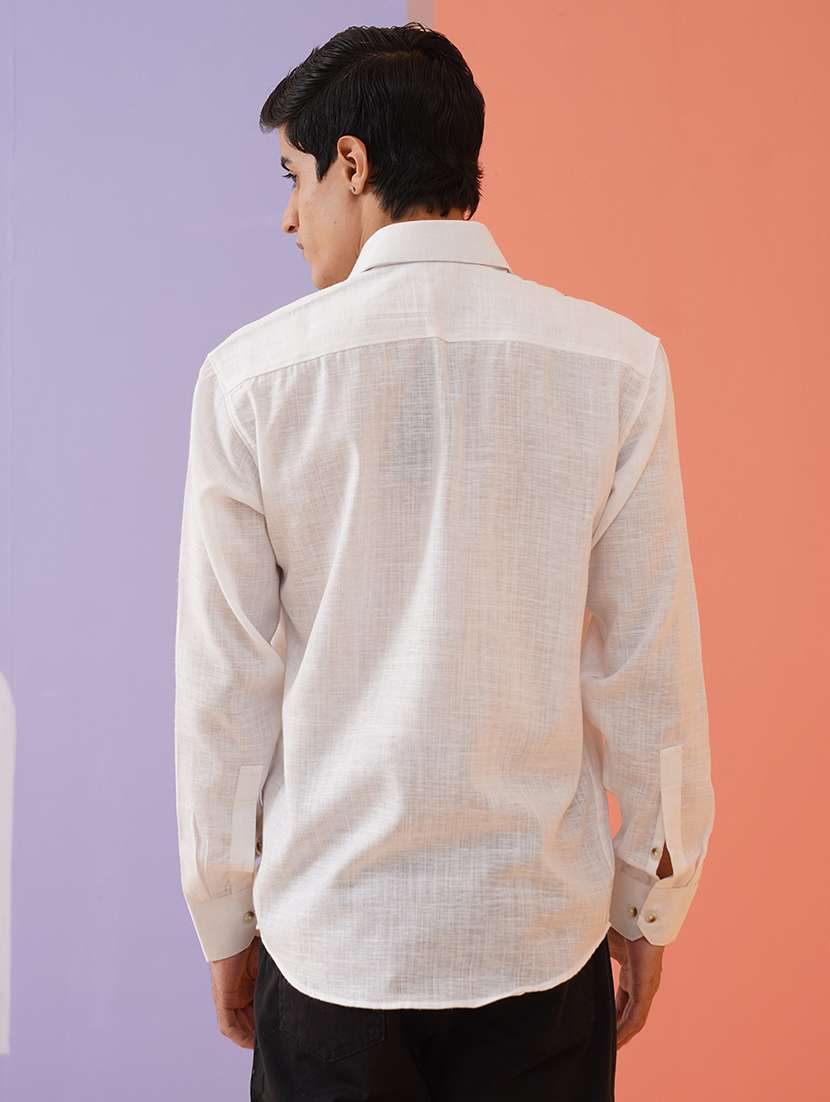 men solid long sleeve regular fit casual shirt - 21674648 -  Standard Image - 3