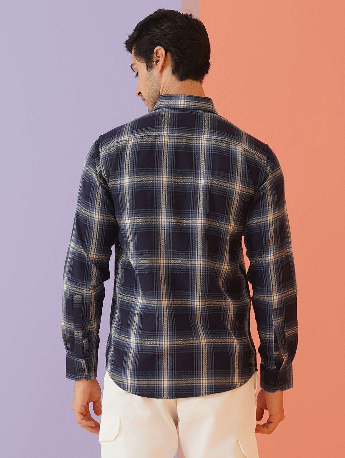 men checkered long sleeve regular fit casual shirt - 21674650 -  Standard Image - 3