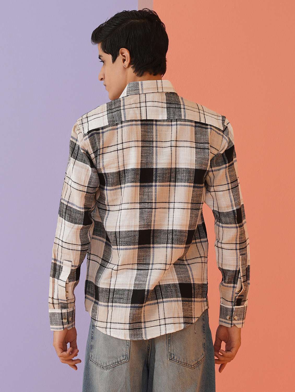 men checkered long sleeve regular fit casual shirt - 21674657 -  Standard Image - 3