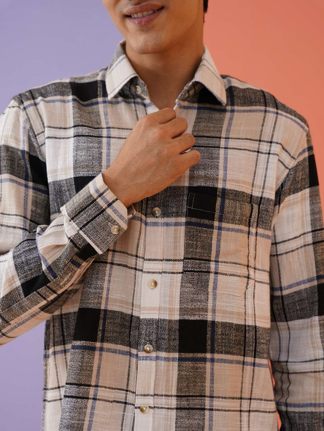men checkered long sleeve regular fit casual shirt - 21674657 -  Standard Image - 5