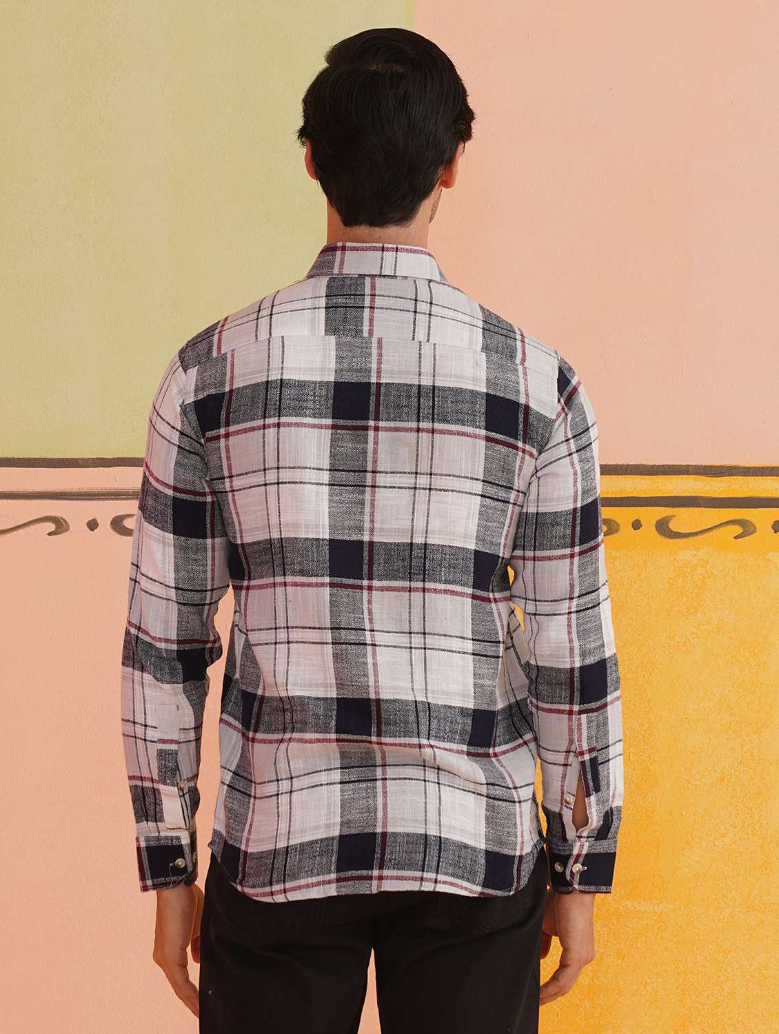 men checkered long sleeve regular fit casual shirt - 21674658 -  Standard Image - 3