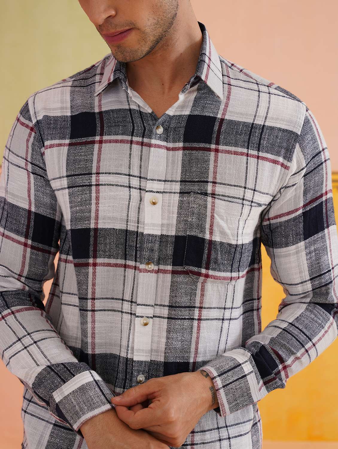 men checkered long sleeve regular fit casual shirt - 21674658 -  Standard Image - 5