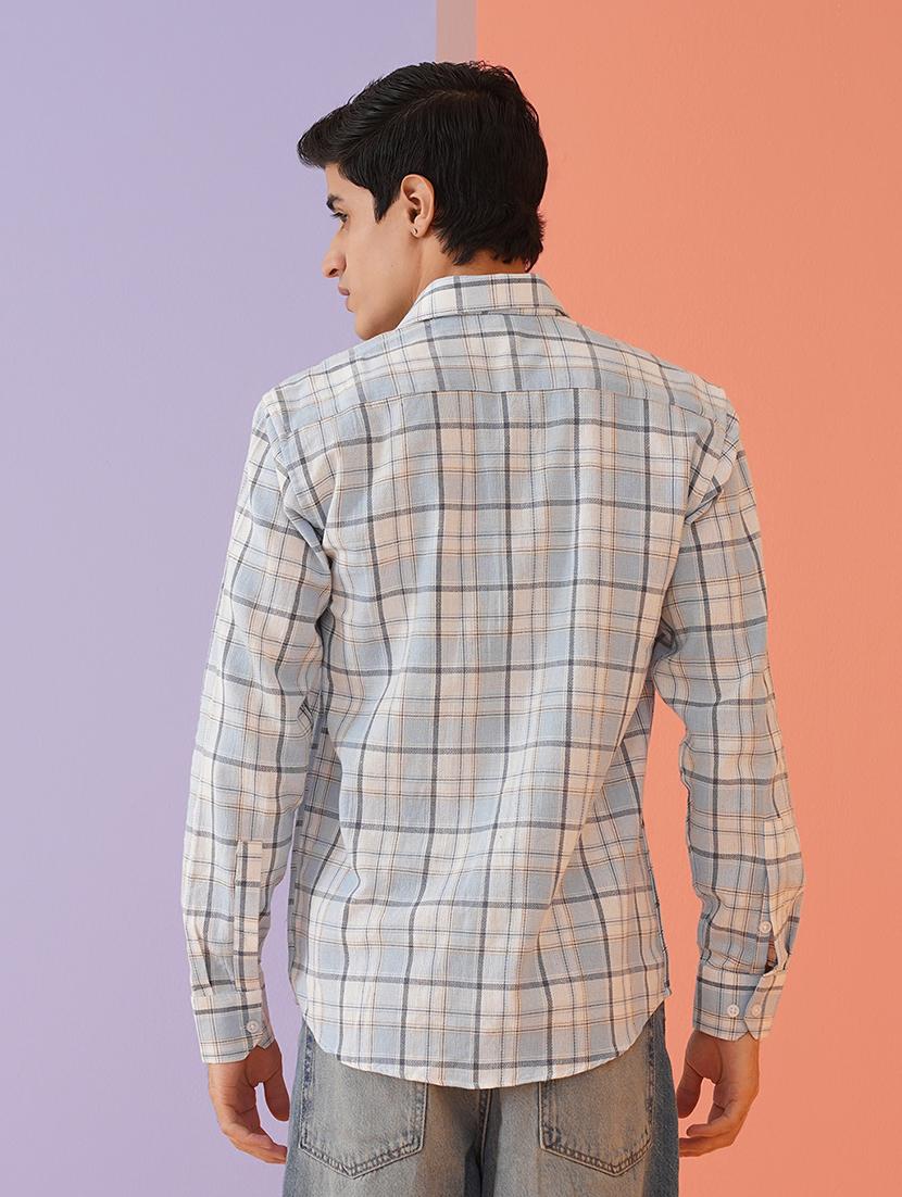men long sleeves checkered casual shirt - 21674660 - Standard Image - 3