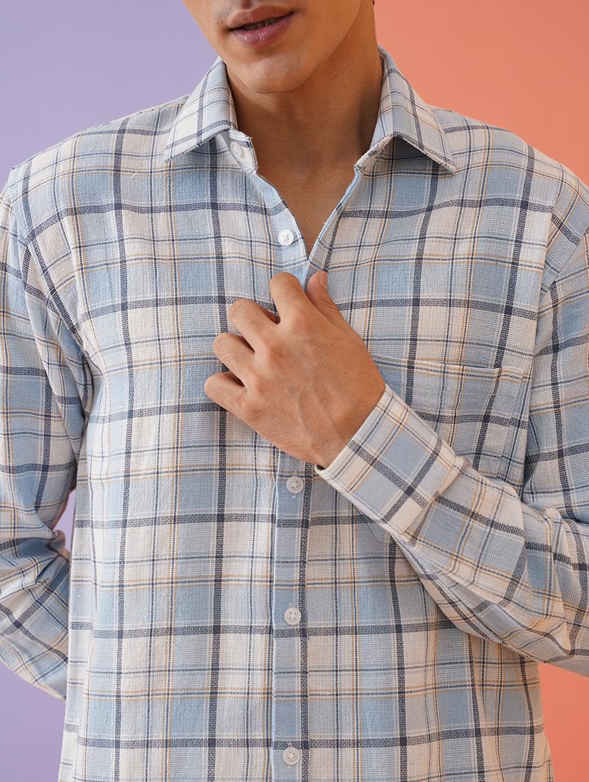 men long sleeves checkered casual shirt - 21674660 - Standard Image - 5