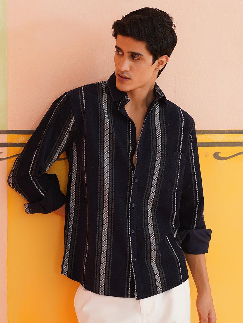 men long sleeves striped casual shirt