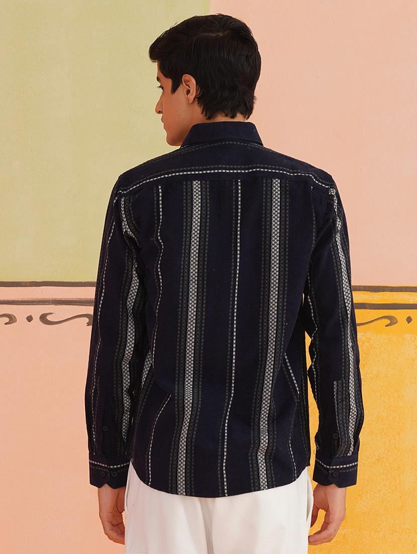 men long sleeves striped casual shirt - 21674661 - Standard Image - 3