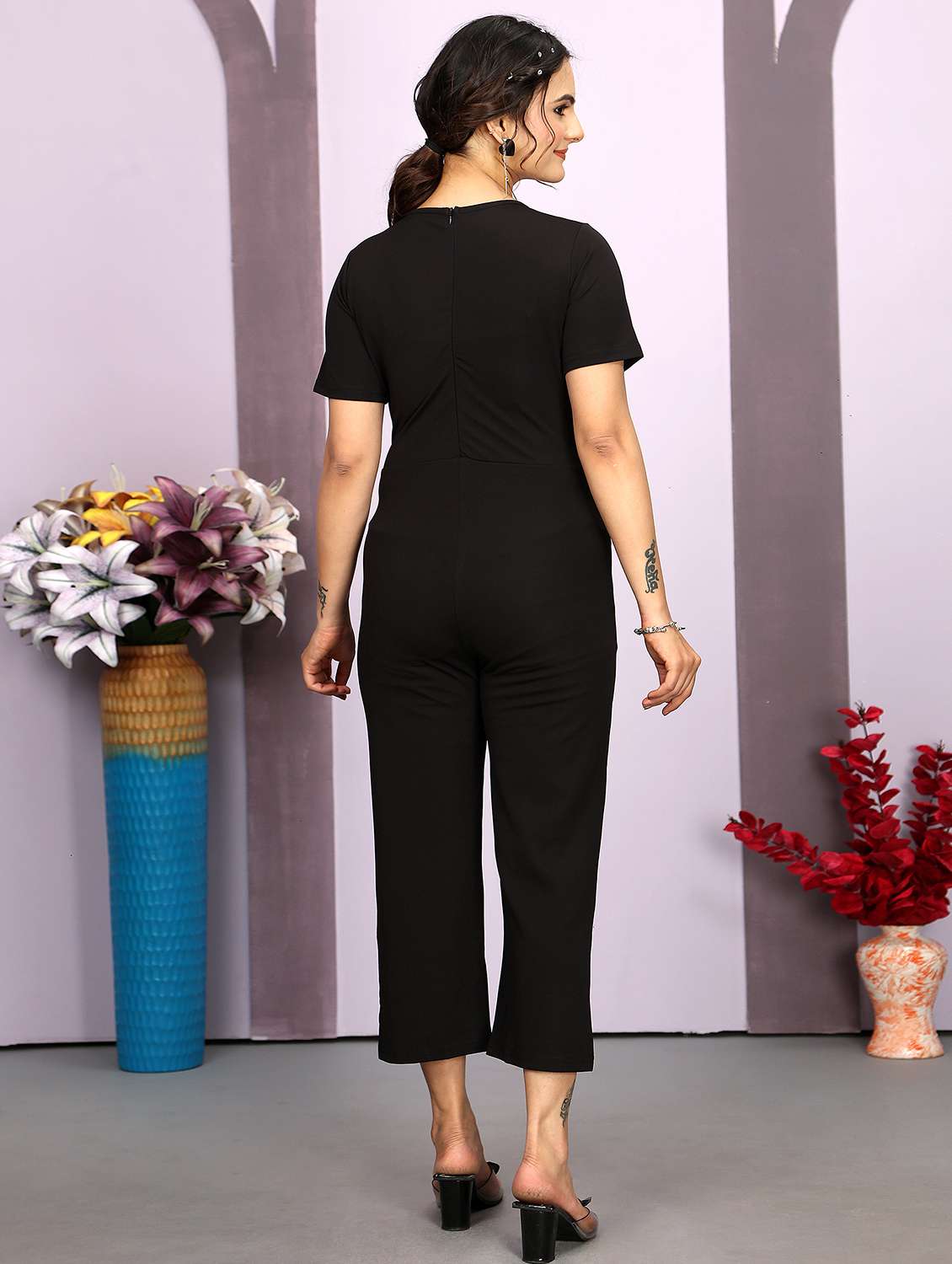 women solid calf length jumpsuit - 21674744 - Standard Image - 3