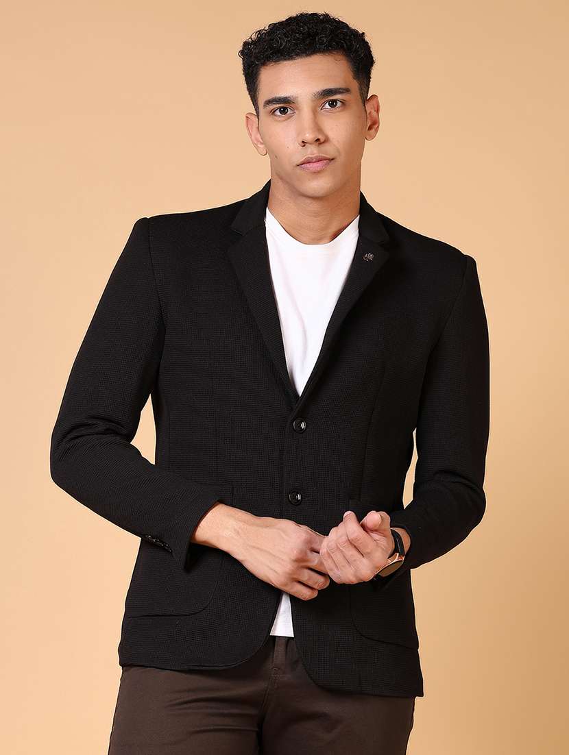 men solid long sleeve single breasted blazer