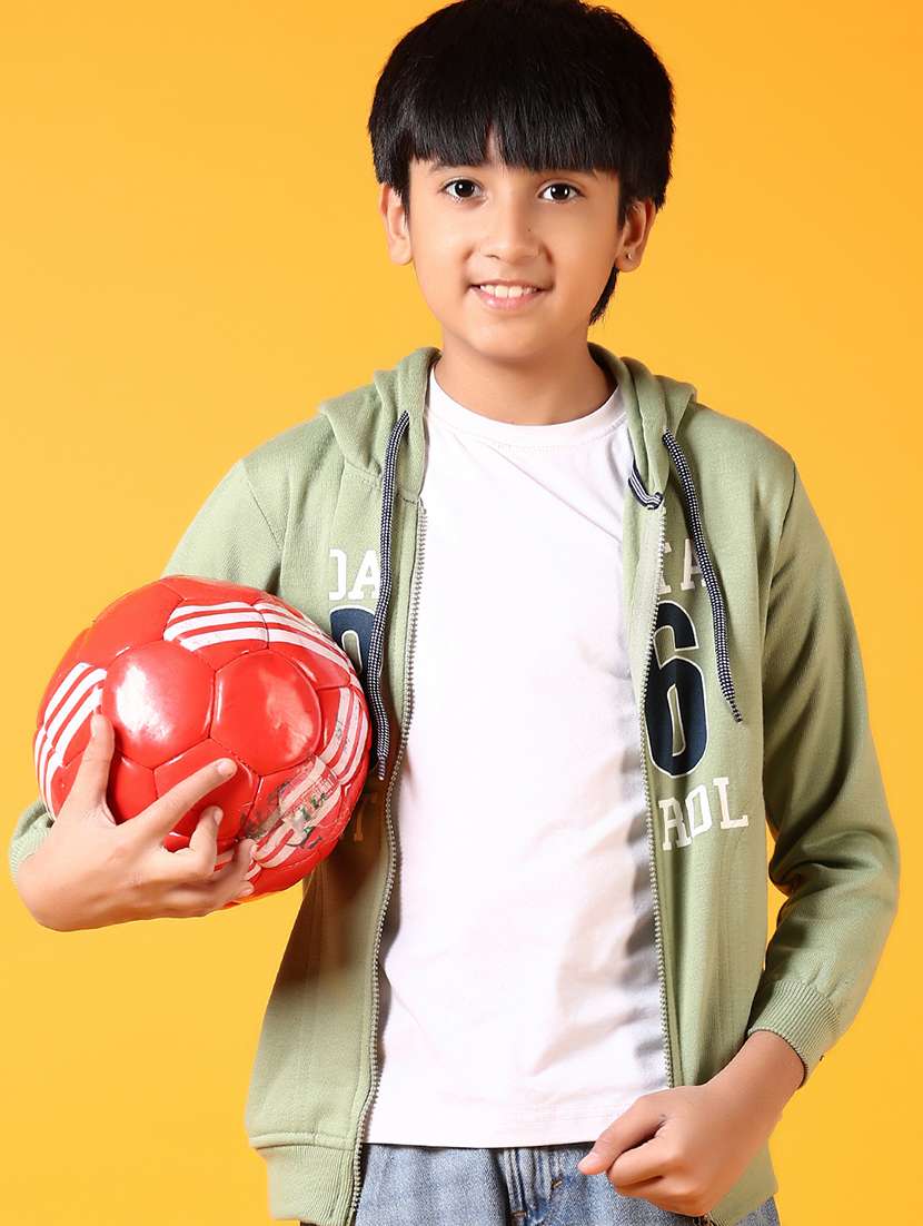 boys printed long sleeve hooded sweatshirt