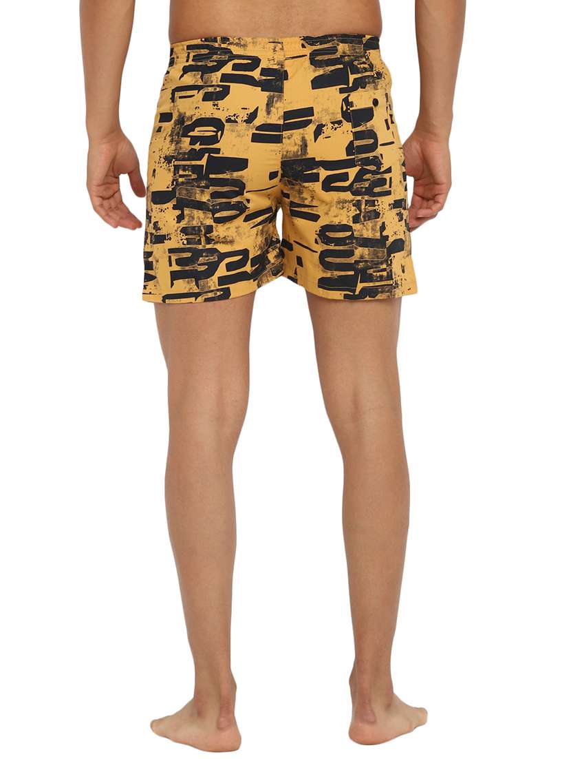 men yellow printed mid rise boxer - 21675136 -  Standard Image - 3