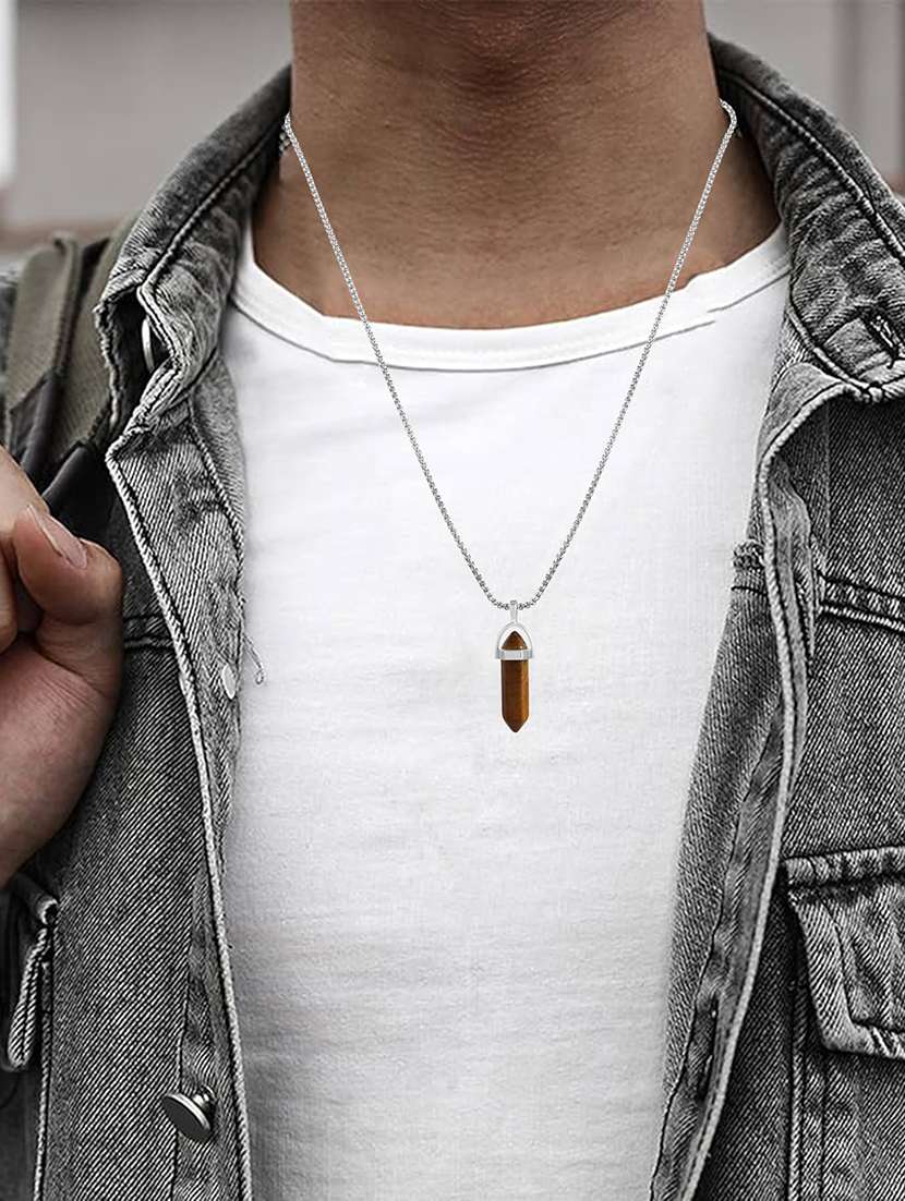 men energised stone pendant with chain  - 21675139 -  Standard Image - 3