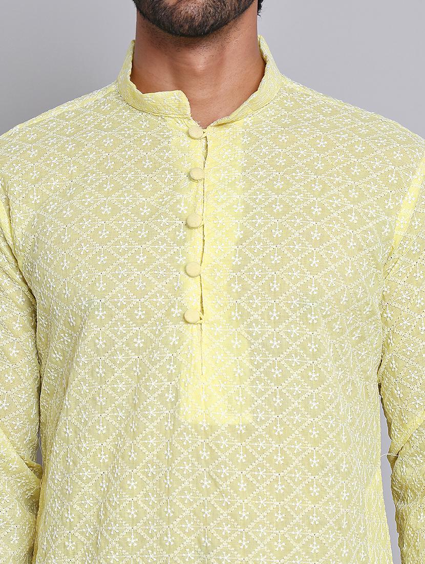 men embroidered mandarin neck long kurta - 21675154 - Standard Image - 5