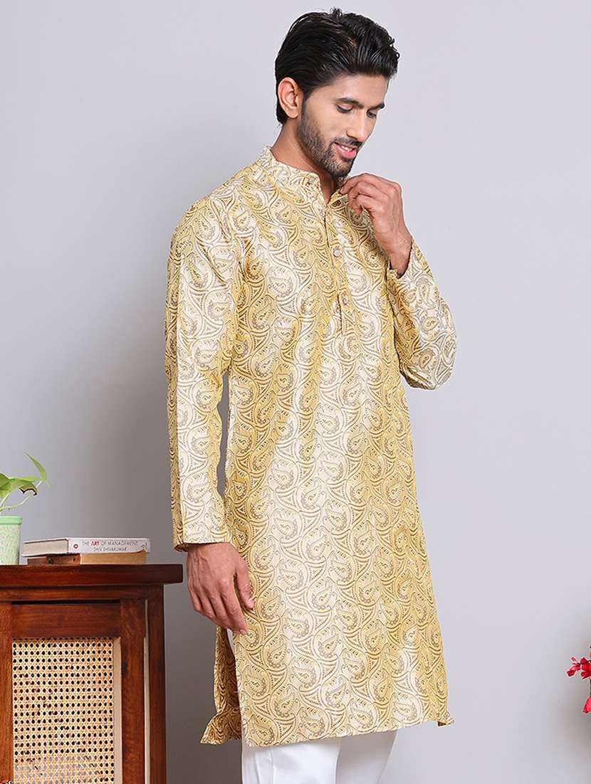 men self desgn mandarin neck long kurta - 21675160 - Zoom Image - 0