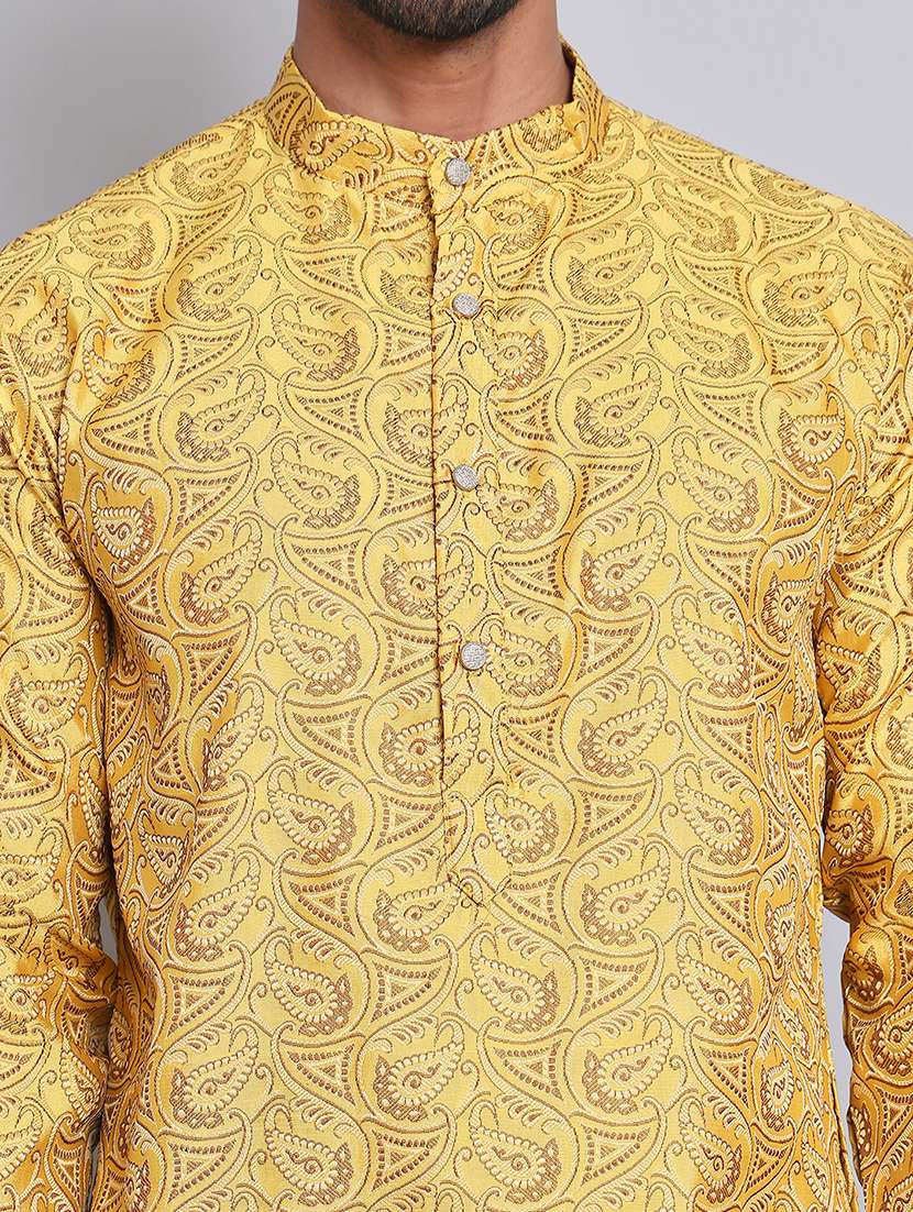men self desgn mandarin neck long kurta - 21675161 -  Standard Image - 5