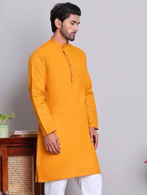 men solid mandarin neck long kurta - 21675163 -  Standard Image - 0