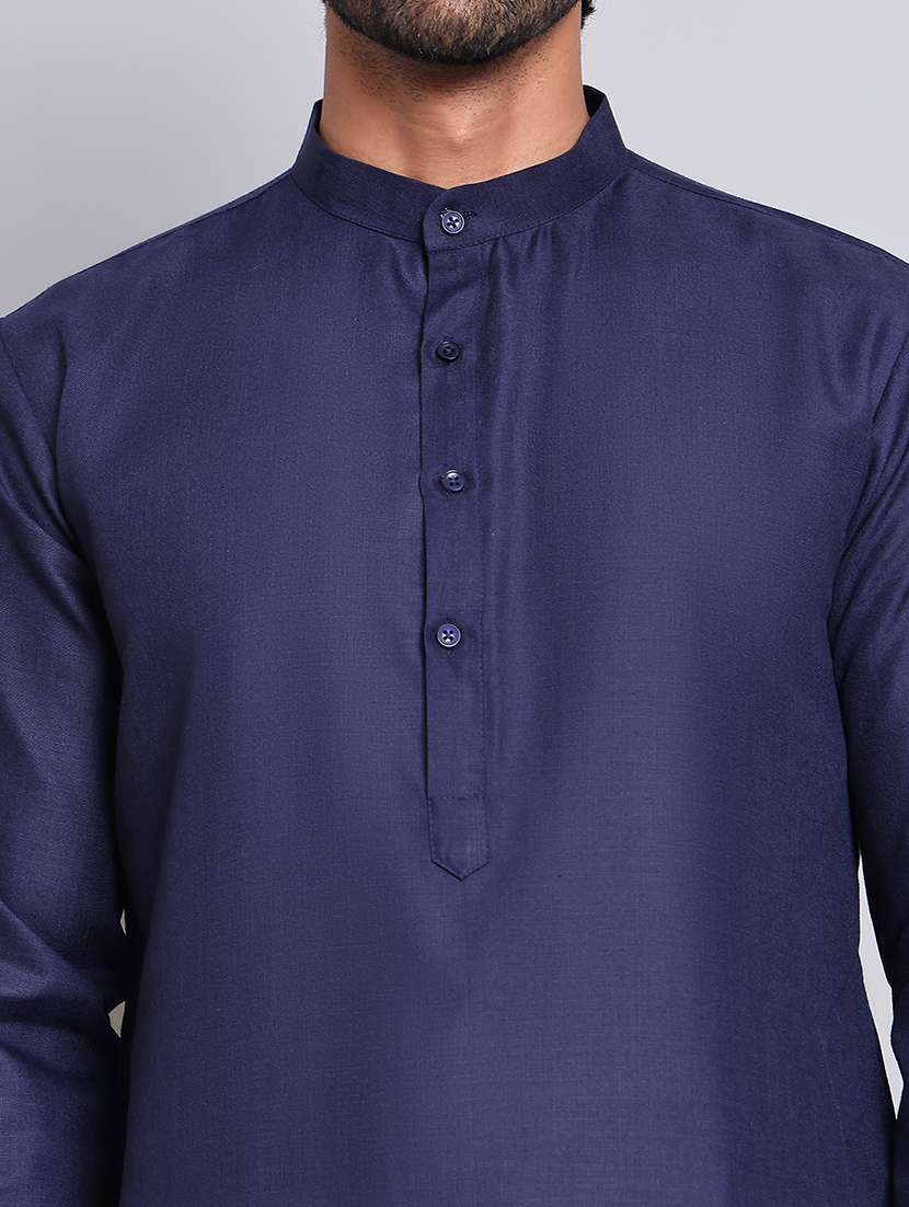 men solid mandarin neck long kurta - 21675164 - Standard Image - 5