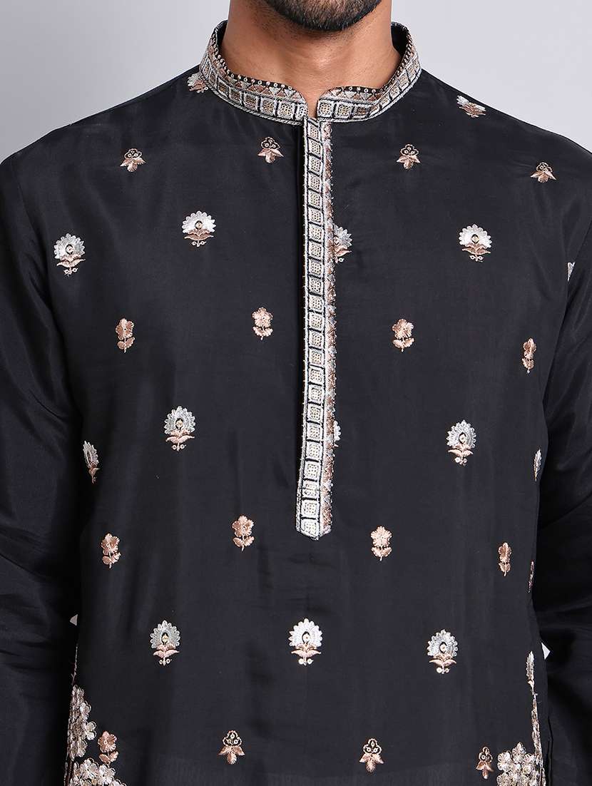 men embroidered mandarin neck long kurta - 21675173 -  Standard Image - 5