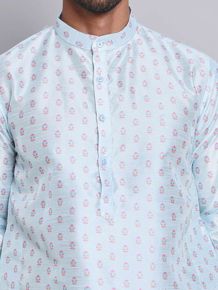 men florals mandarin neck long kurta - 21675178 -  Standard Image - 5