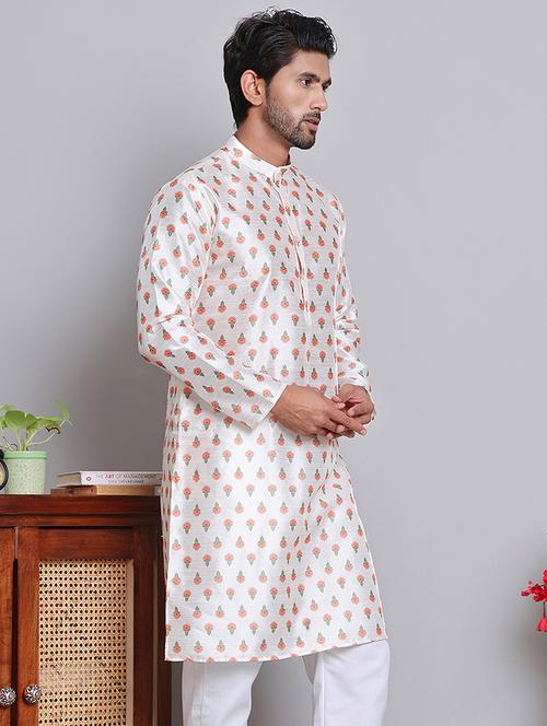 men printed mandarin neck long kurta - 21675181 - Standard Image - 0