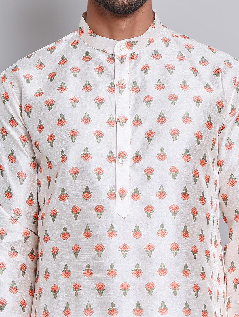 men printed mandarin neck long kurta - 21675181 - Standard Image - 5