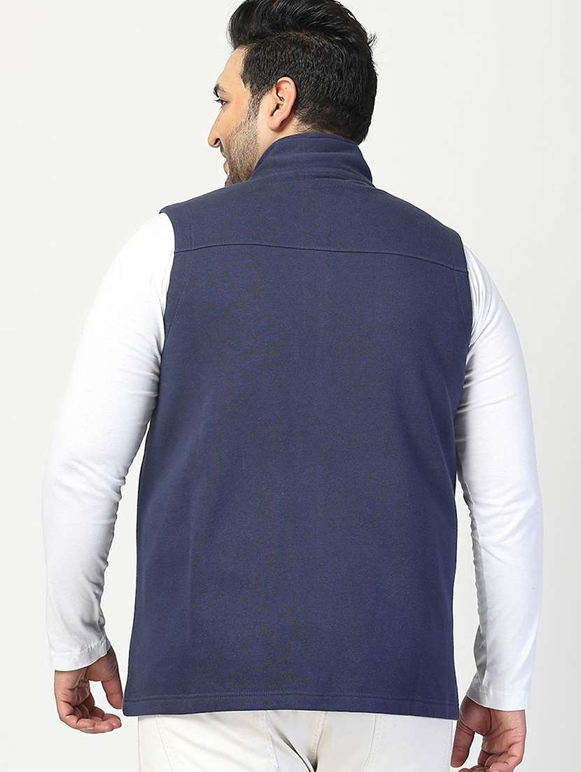 men solid plus size casual jacket - 21675222 - Standard Image - 3