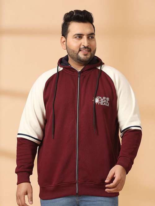 men color block zipper plus size sweatshirt - 21675237 -  Standard Image - 0
