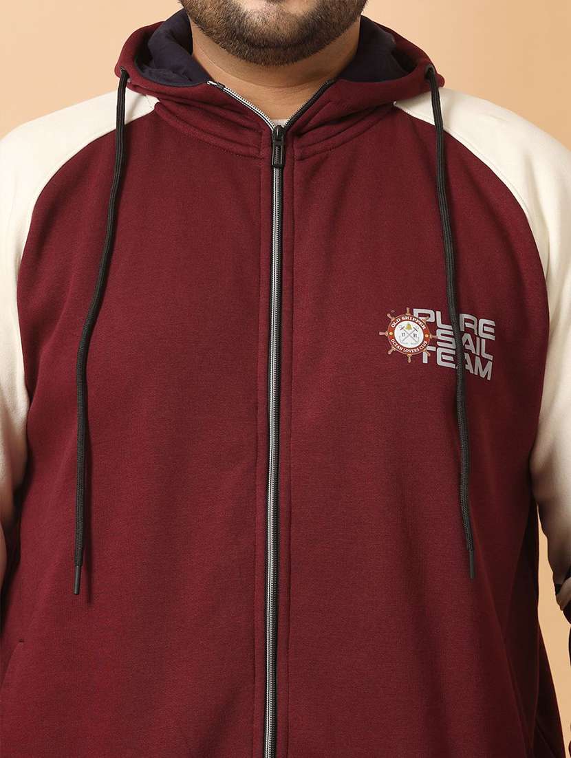 men color block zipper plus size sweatshirt - 21675237 -  Standard Image - 5