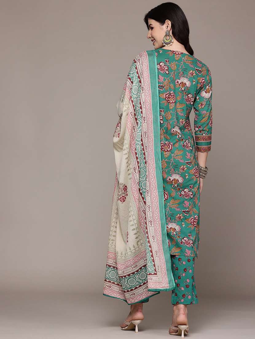 women three quarter sleeve kurta pant with dupatta set - 21675266 -  Standard Image - 3