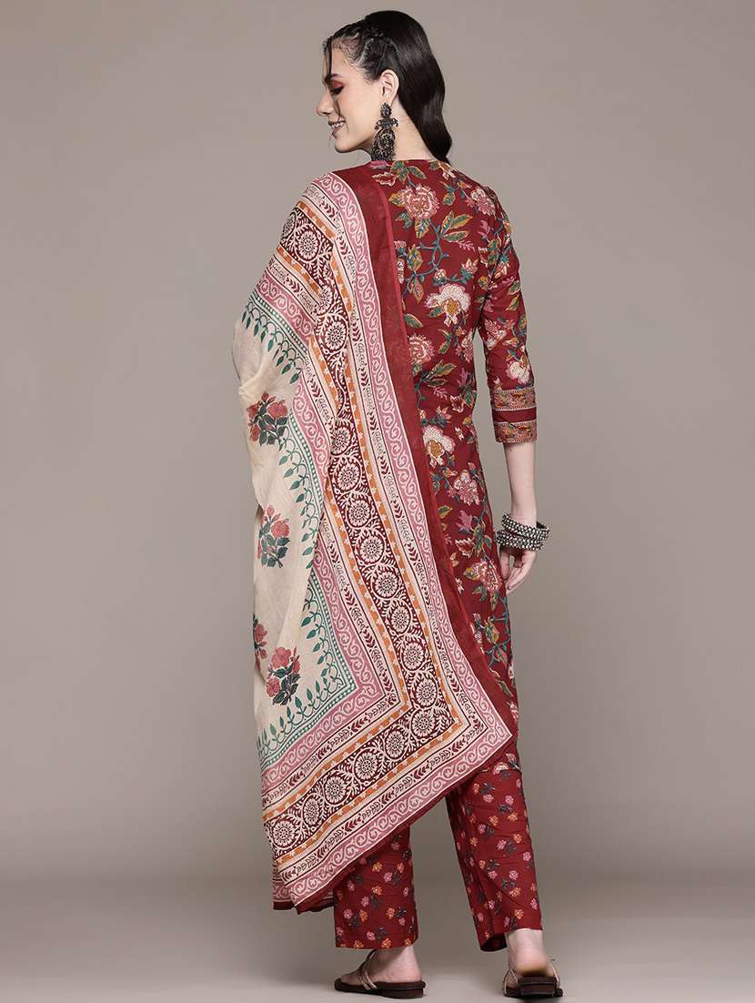 women three quarter sleeve kurta pant with dupatta set - 21675267 -  Standard Image - 3