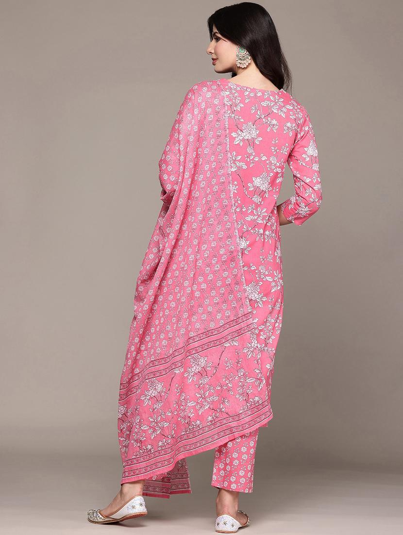 women three quarter sleeve kurta pant with dupatta set - 21675272 - Standard Image - 3