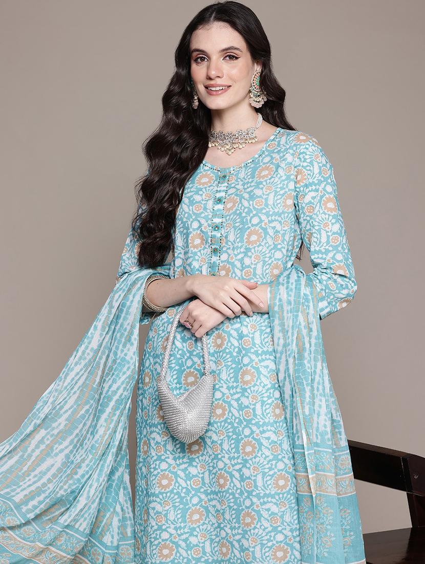 women three quarter sleeve kurta pant with dupatta set - 21675288 - Standard Image - 3