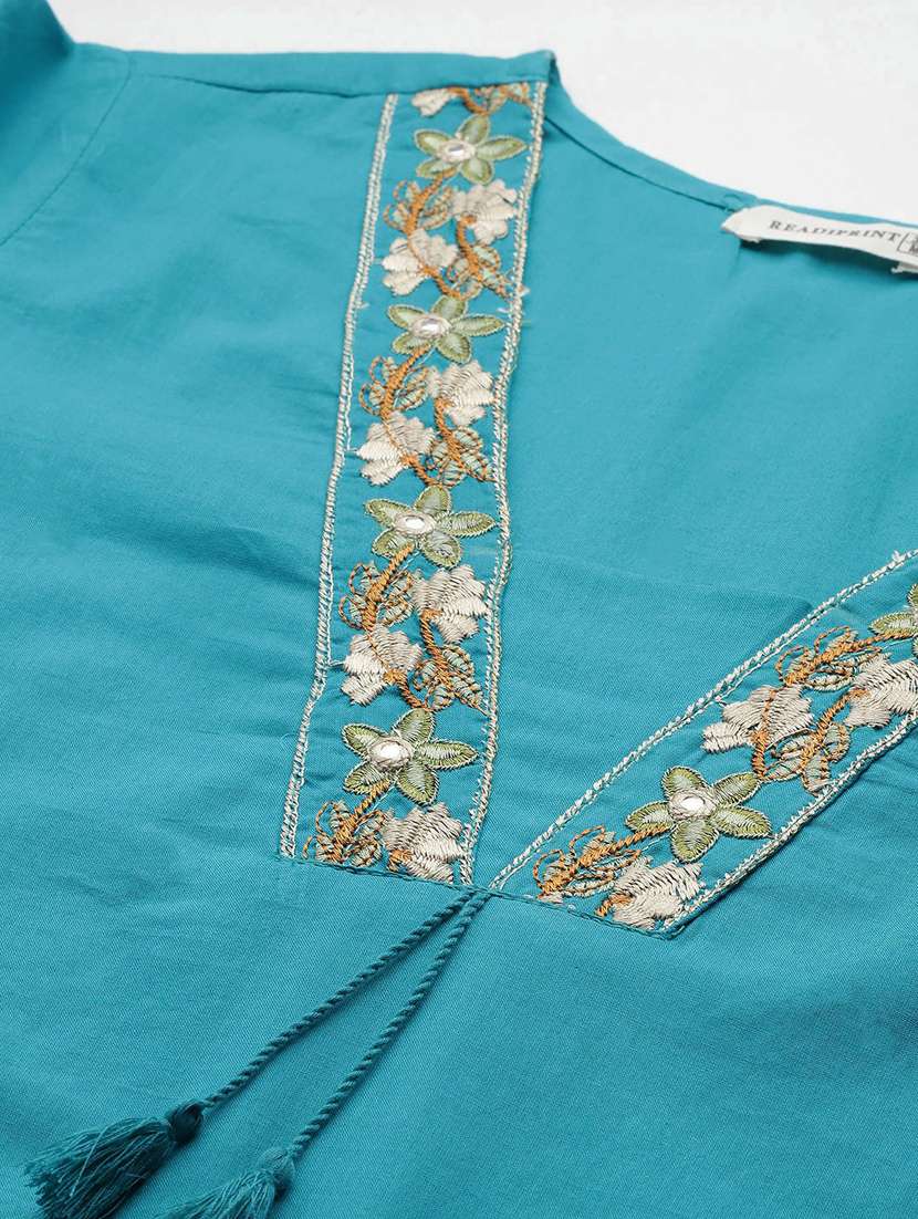 women three quarter sleeve kurta pant with dupatta set - 21675289 - Standard Image - 5