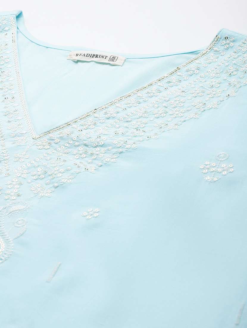 women plus size three quarter sleeve kurta pant with dupatta set - 21675355 -  Standard Image - 3