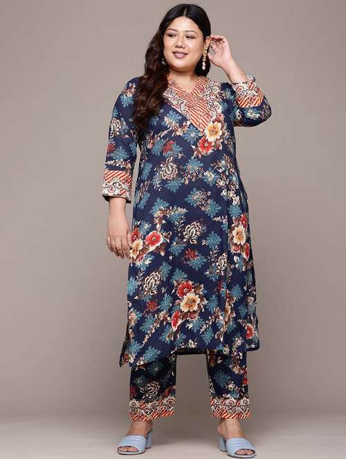 women plus size floral printed kurta pant set - 21675364 -  Standard Image - 0