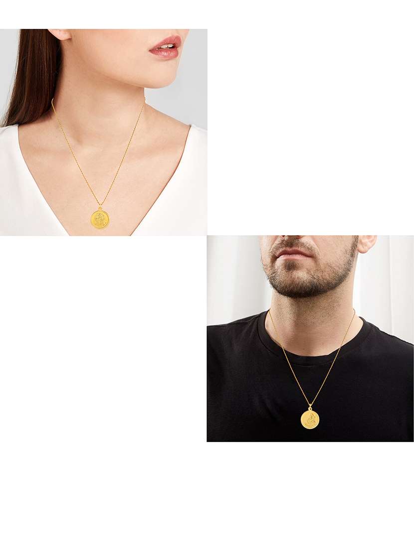 memoir gold plated reversible durga & shiva coin chain necklace pendant - 21675421 -  Standard Image - 3