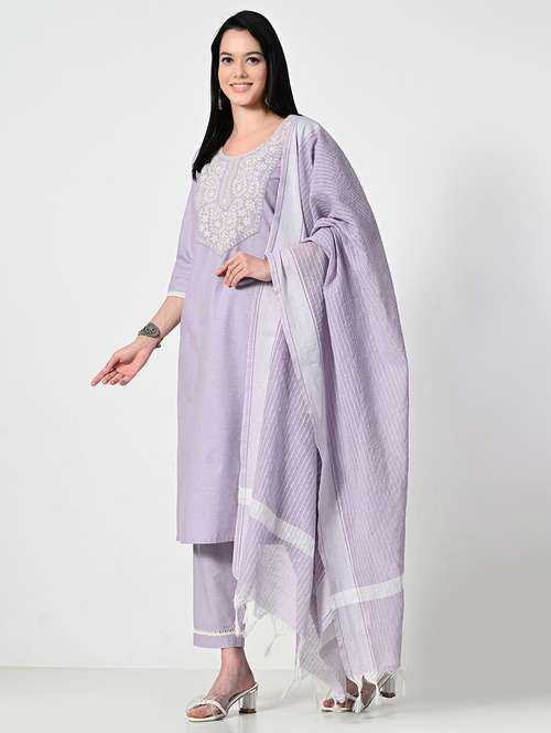 women embroidered kurta pant set with duaptta - 21675428 -  Standard Image - 0