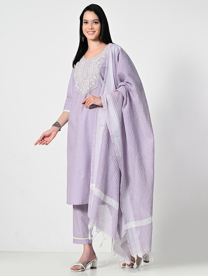 women embroidered kurta pant set with duaptta