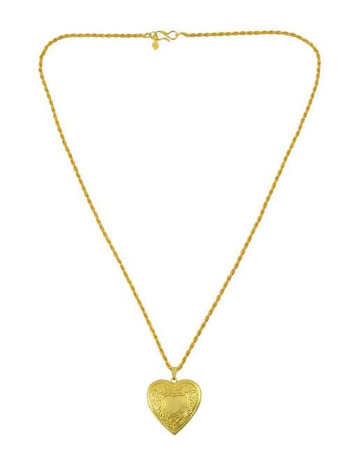 memoir 24kt gold plated chain with heart shaped openable photo locket with pendant - 21675432 -  Standard Image - 0