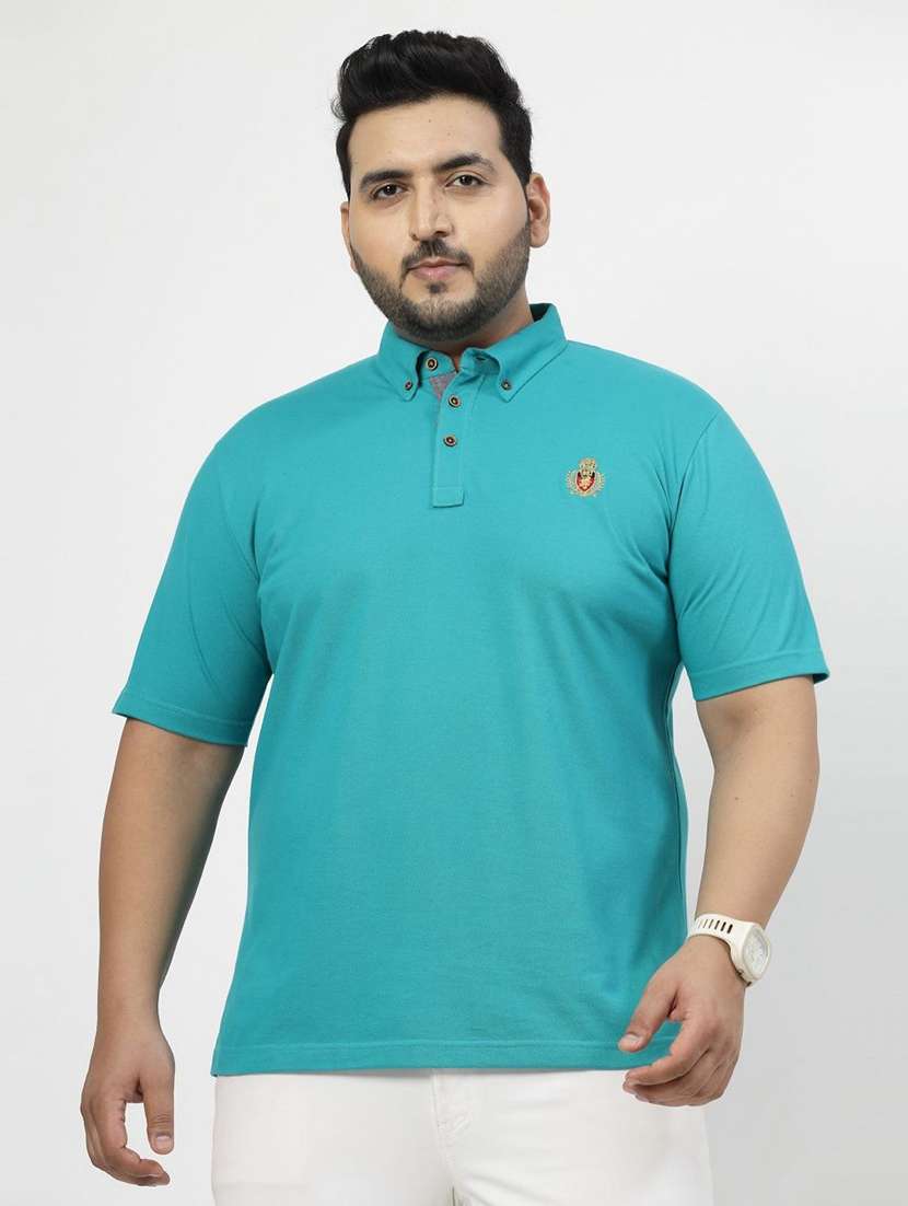 men solid plus size polo t-shirt