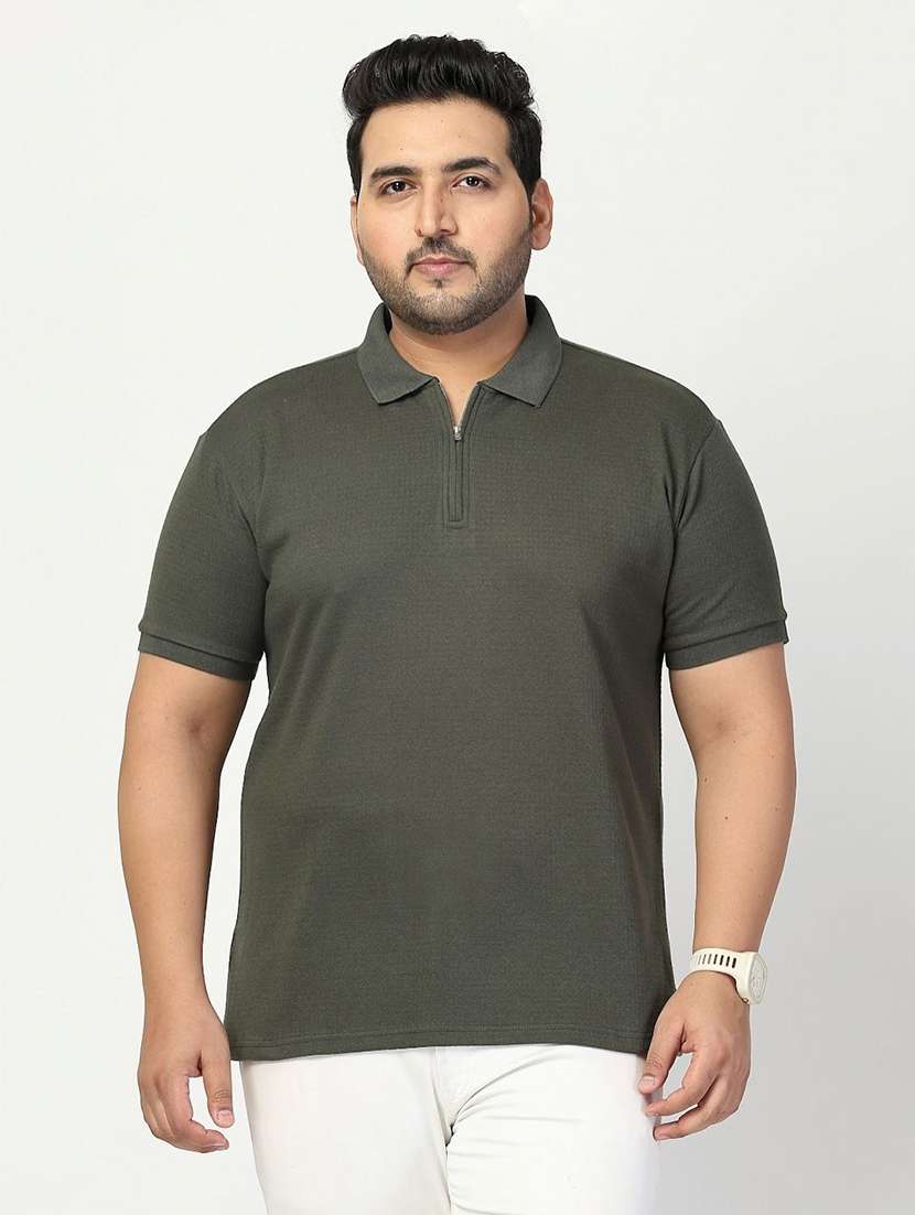 men solid plus size polo t-shirt