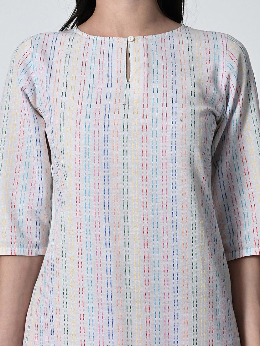 womne self design elbow sleeve straight kurta - 21675538 - Standard Image - 5