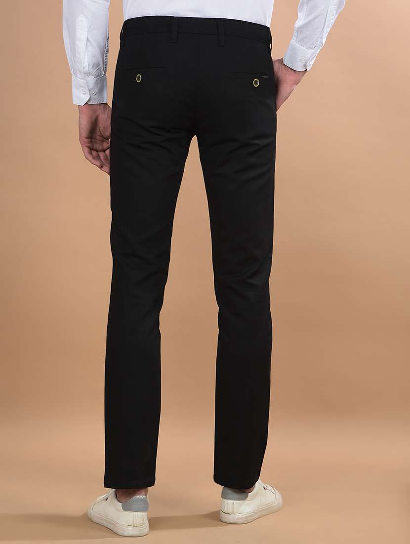 black cotton chinos casual trousers - 21675668 -  Standard Image - 3