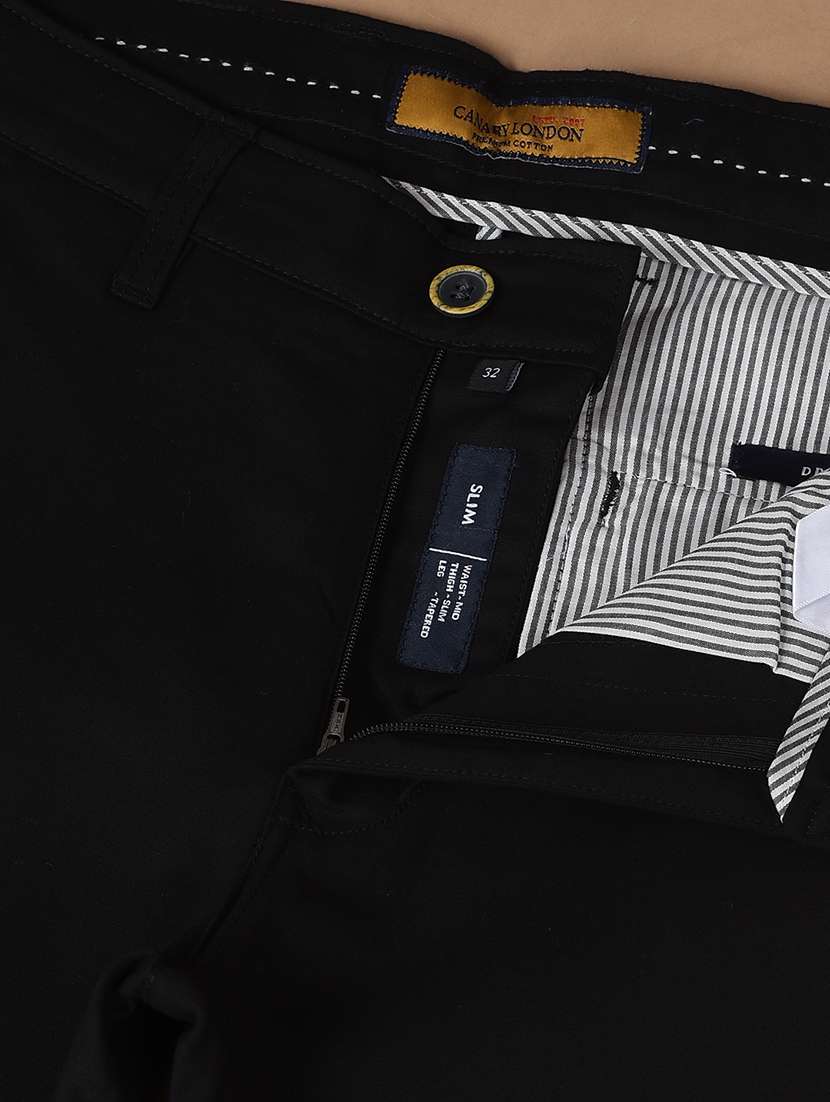 black cotton chinos casual trousers - 21675668 -  Standard Image - 5