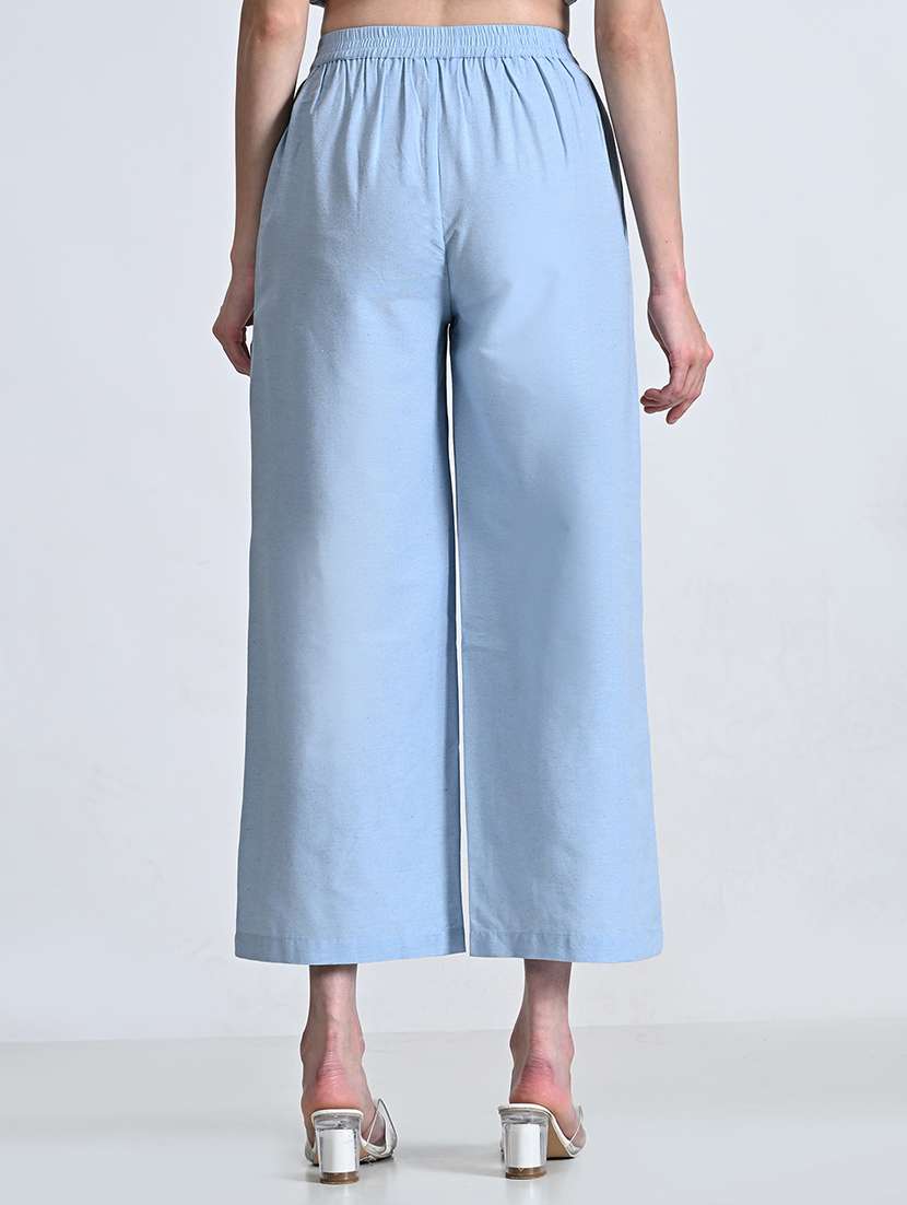 women solid high rise palazzo with pocket - 21675704 -  Standard Image - 3