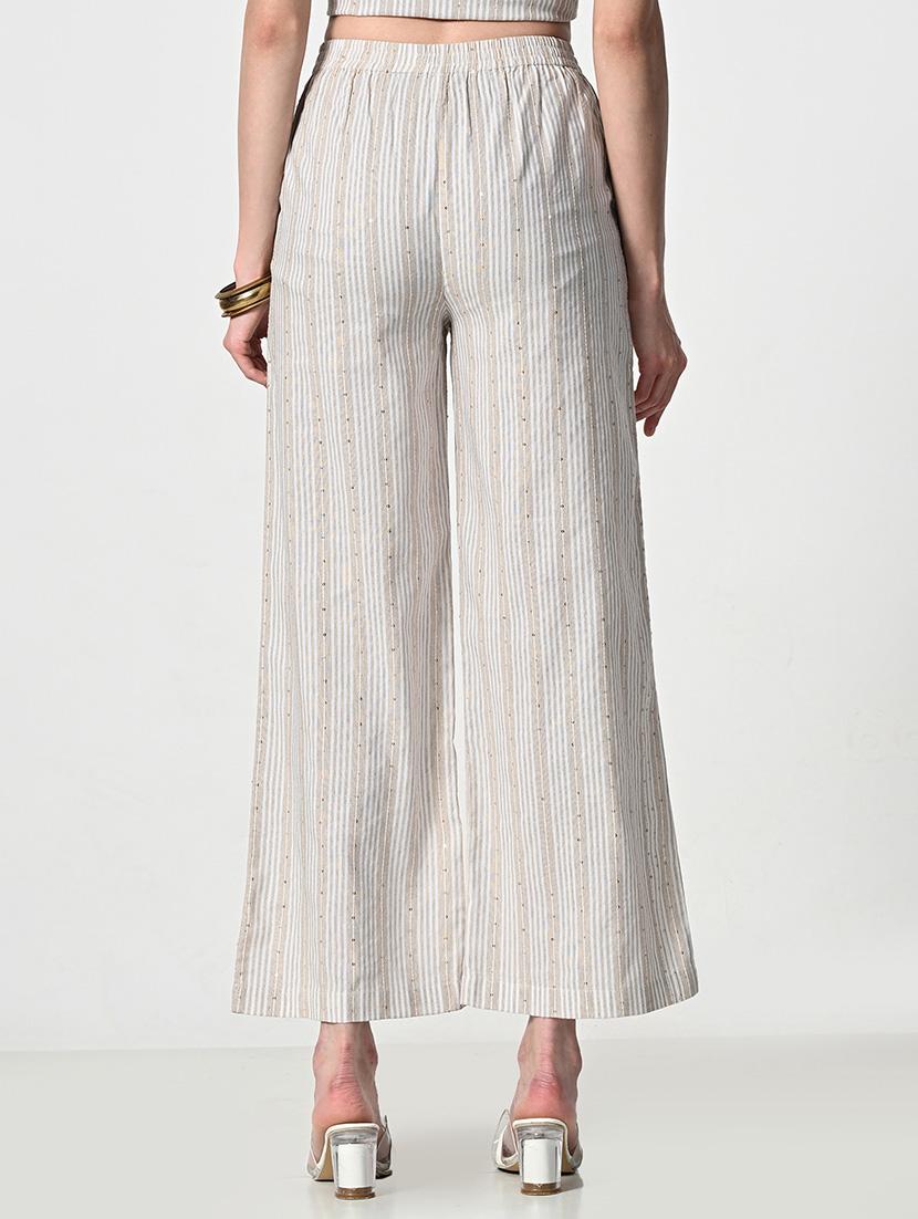 women striped high rise palazzo with pocket - 21675705 - Standard Image - 3